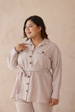 Blush Beige Top & Bottom Cotton Co-ord Set with Cargo Pockets-0