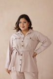 Blush Beige Top & Bottom Cotton Co-ord Set with Cargo Pockets-2