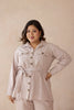 Blush Beige Top & Bottom Cotton Co-ord Set with Cargo Pockets-2