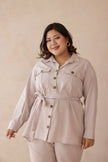 Blush Beige Top & Bottom Cotton Co-ord Set with Cargo Pockets-3