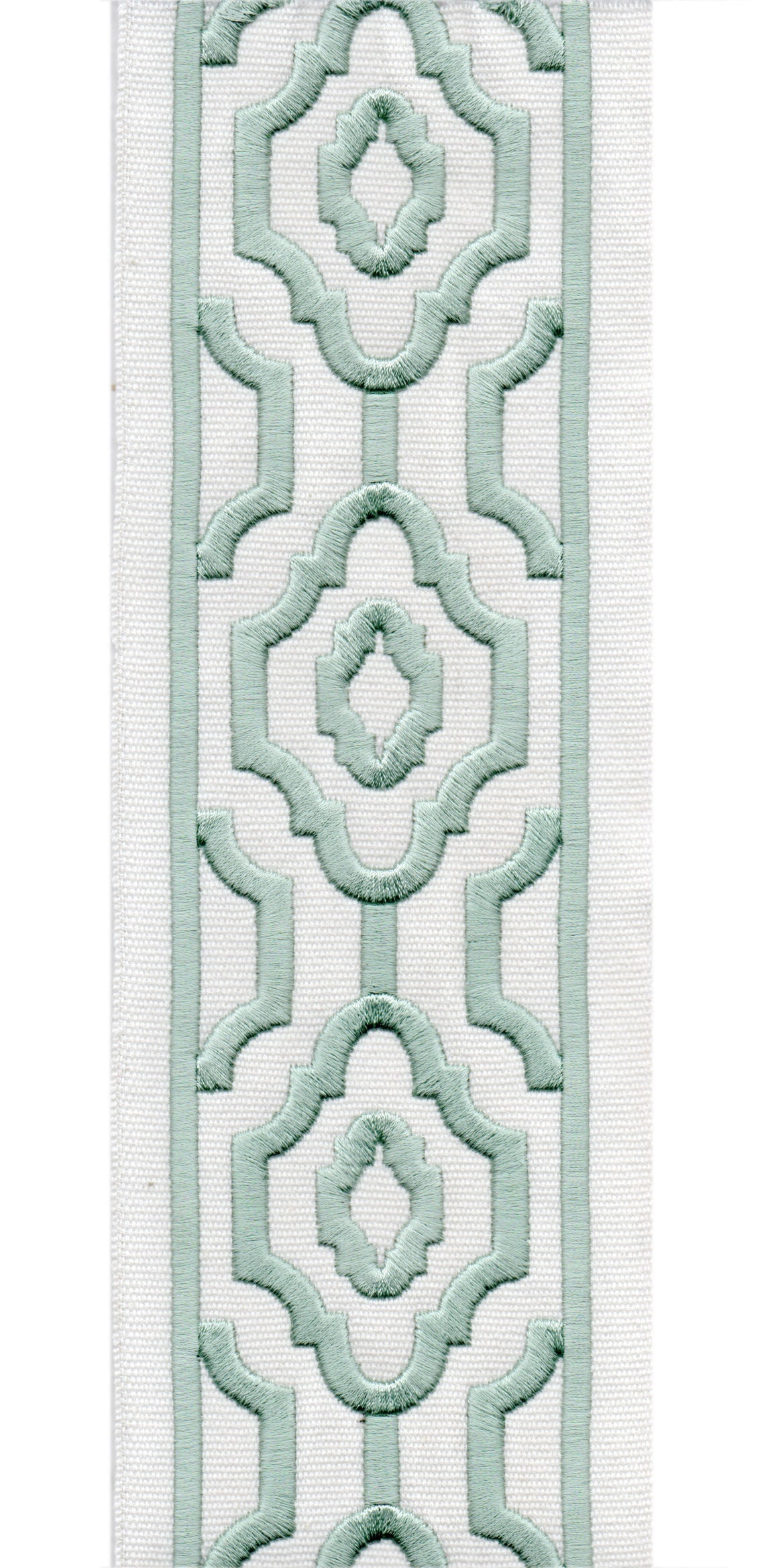 Geometric Embroidered Trim | 10cm Wide Cotton Canvas | Modern Moroccan Design for Curtains, Cushions & Crafts | By the Metre