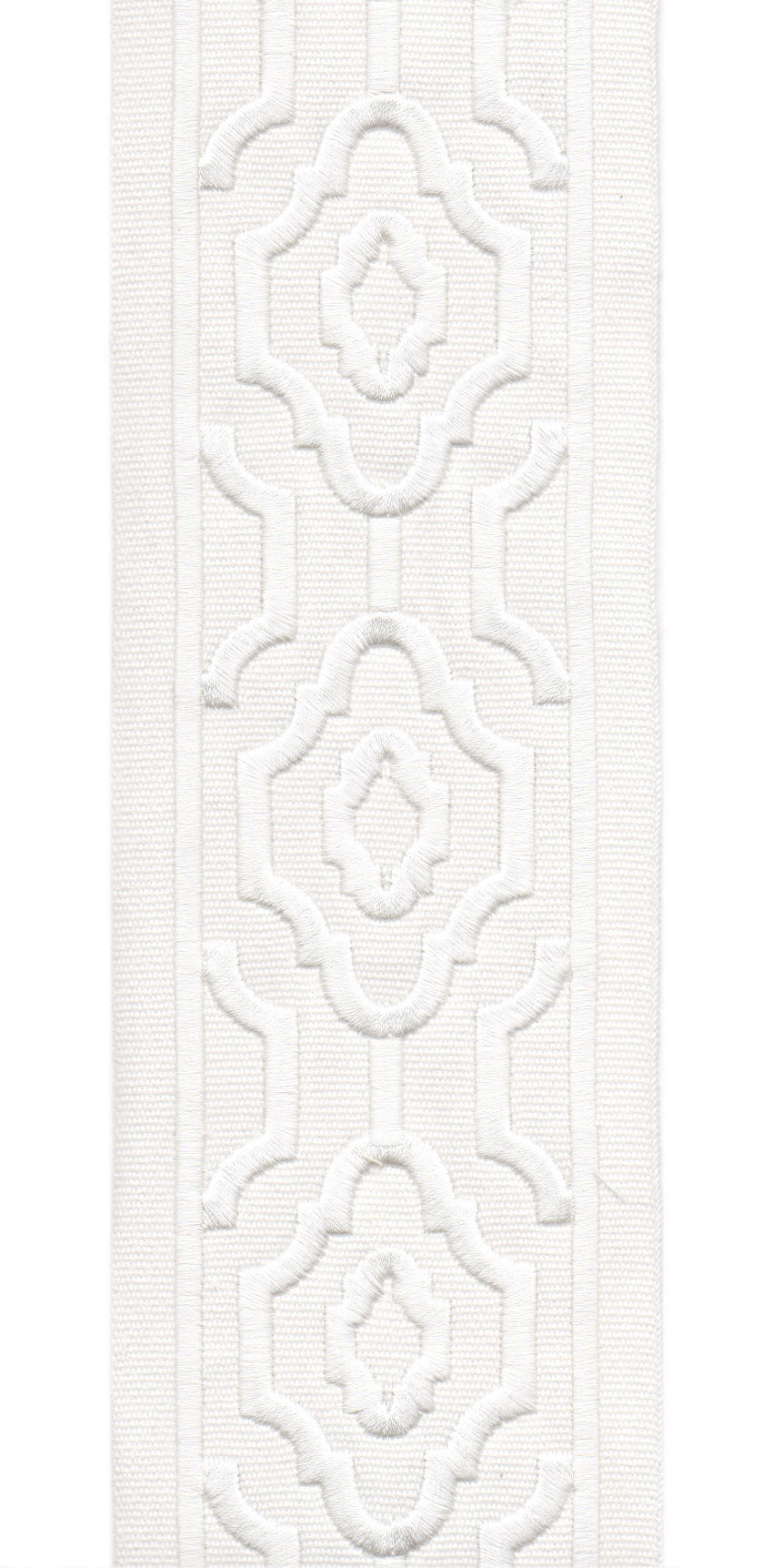 Geometric Embroidered Trim | 10cm Wide Cotton Canvas | Modern Moroccan Design for Curtains, Cushions & Crafts | By the Metre
