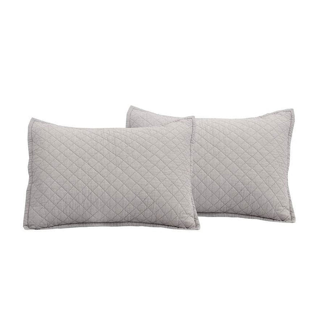 King/CAL King Lightweight Cotton Linen Grey Reversible 3-PC Quilt Set-1