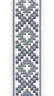 Embroidered Trim | 10cm Wide | Geometric Pattern | Gray, Silver & White | Curtains, Upholstery & Crafts