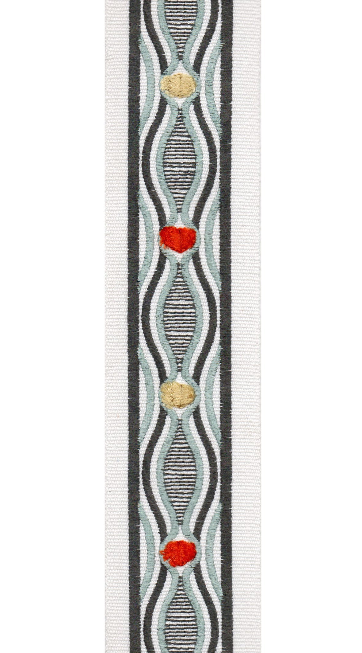 Wavy Pattern Cotton Canvas Trim | 2.5 Inch / 6.35cm Detailed Border Tape | By The Metre