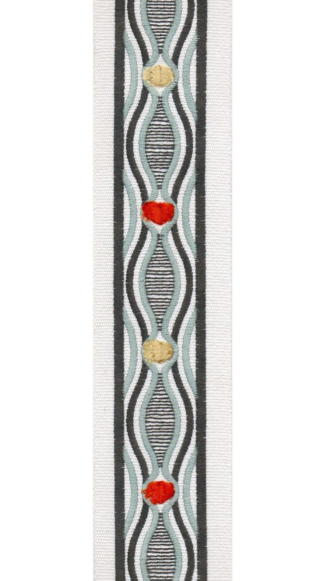 Wavy Pattern Cotton Canvas Trim | 2.5 Inch / 6.35cm Detailed Border Tape | By The Metre