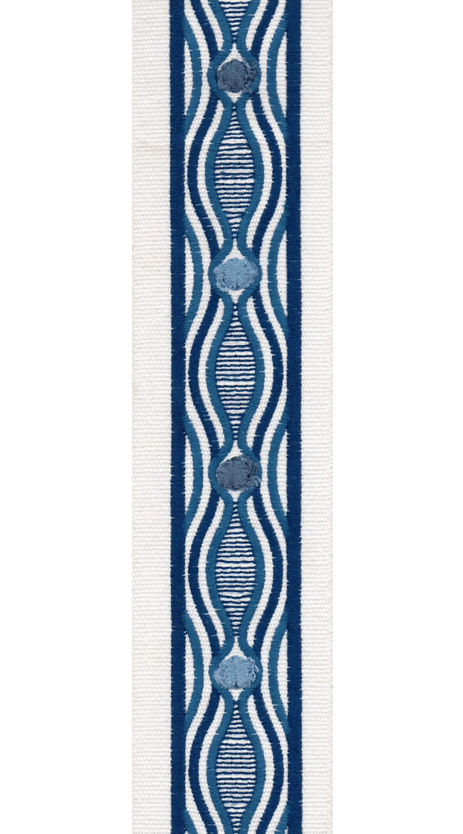 Wavy Pattern Cotton Canvas Trim | 2.5 Inch / 6.35cm Detailed Border Tape | By The Metre