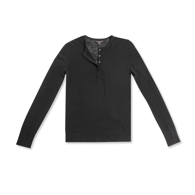 Superfine Wool Henley Sweater (Black)-0