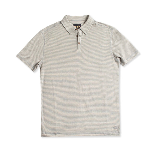 Linen Stripe Polo Shirt (Blue Slate)-0