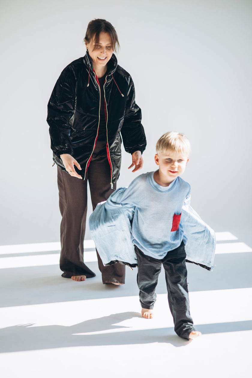 Kid's Wool Puff Jacket - Black - Natural, Non-Toxic & Insulated with 100% Wool-1