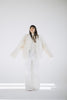 Sheepskin Fur / Coat with Burgundy Silk Lining - White-1