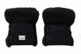 Waterproof Natural Sheepskin Stroller Hand Muffs - Black-0