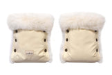 Waterproof Natural Sheepskin Stroller Hand Muffs - White-0