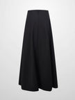 Top Pleat Wool Blend Midi Skirt-Black-1