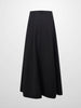 Top Pleat Wool Blend Midi Skirt-Black-1