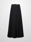 Top Pleat Wool Blend Midi Skirt-Black-0