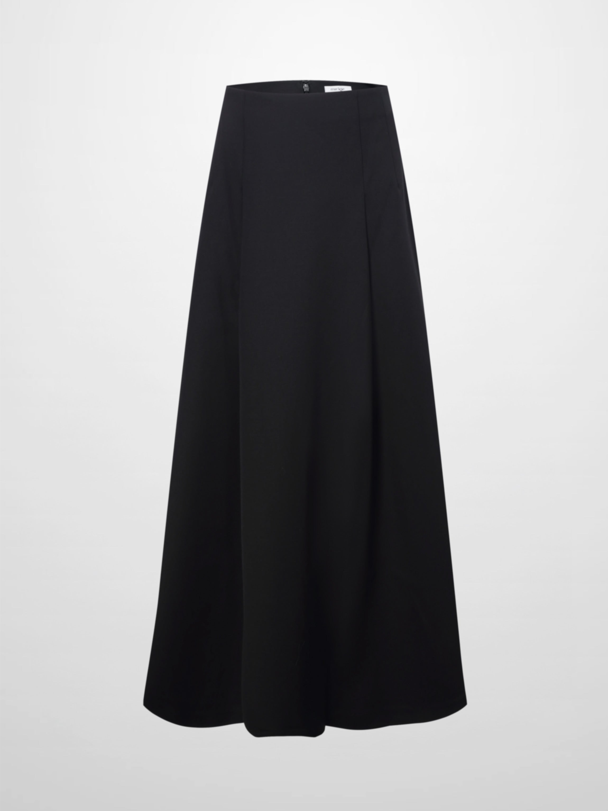 Top Pleat Wool Blend Midi Skirt-Black-0