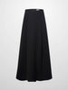 Top Pleat Wool Blend Midi Skirt-Black-0