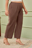 TAUPE LINEN MID-RISE RELAXED FIT PANTS-1