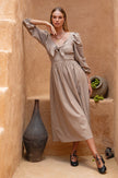 Narcisa Puff Sleeve Linen Dress-3