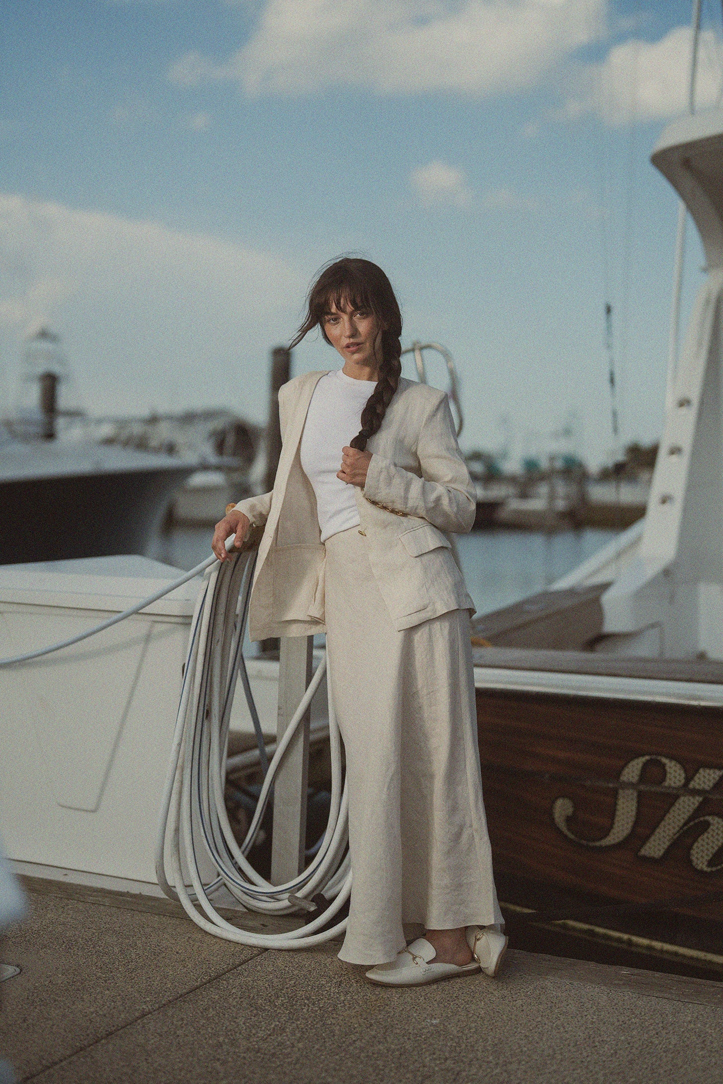 Linen Slip Skirt-Ecru