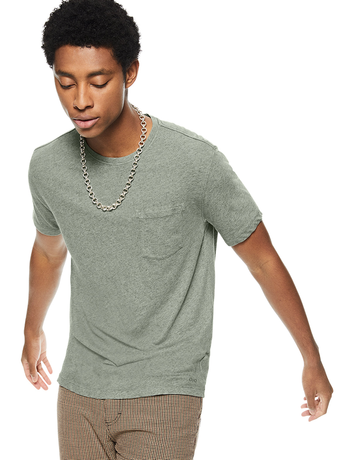 Linen-Blend Pocket Tee (Chalkboard Green)-3