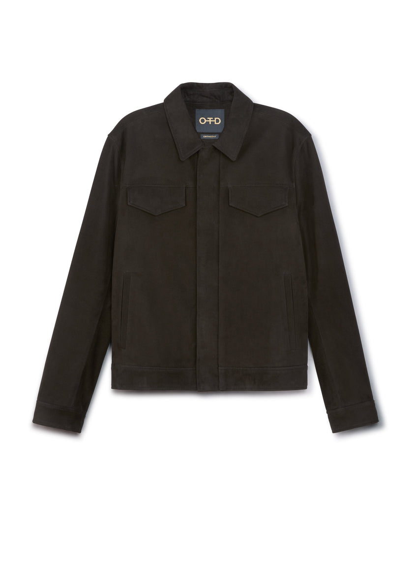 Suede Trucker Jacket (Black)-0
