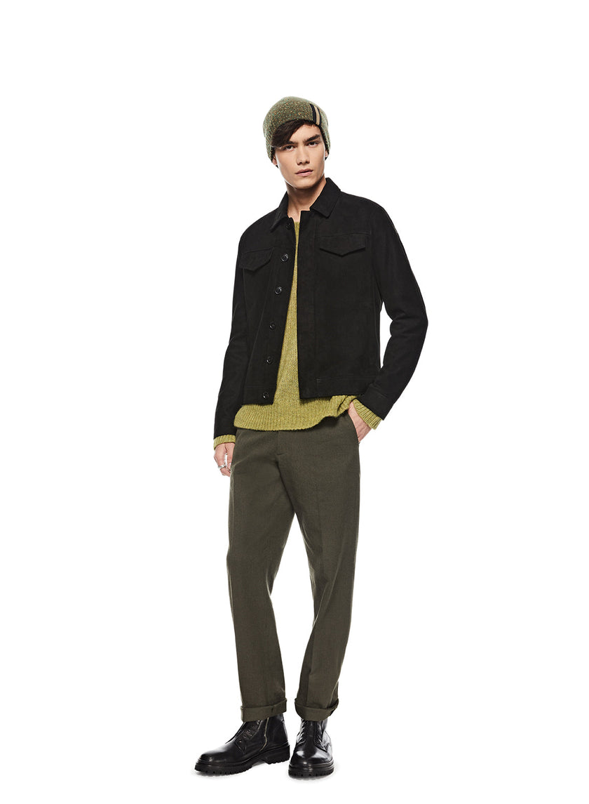 Suede Trucker Jacket (Black)-1