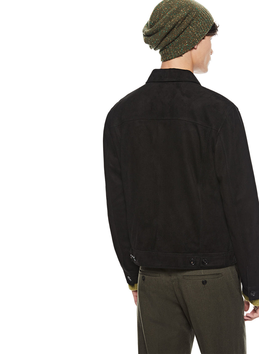 Suede Trucker Jacket (Black)-2