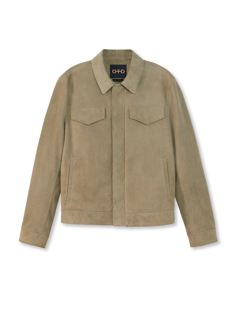 Suede Trucker Jacket (Sage)-0