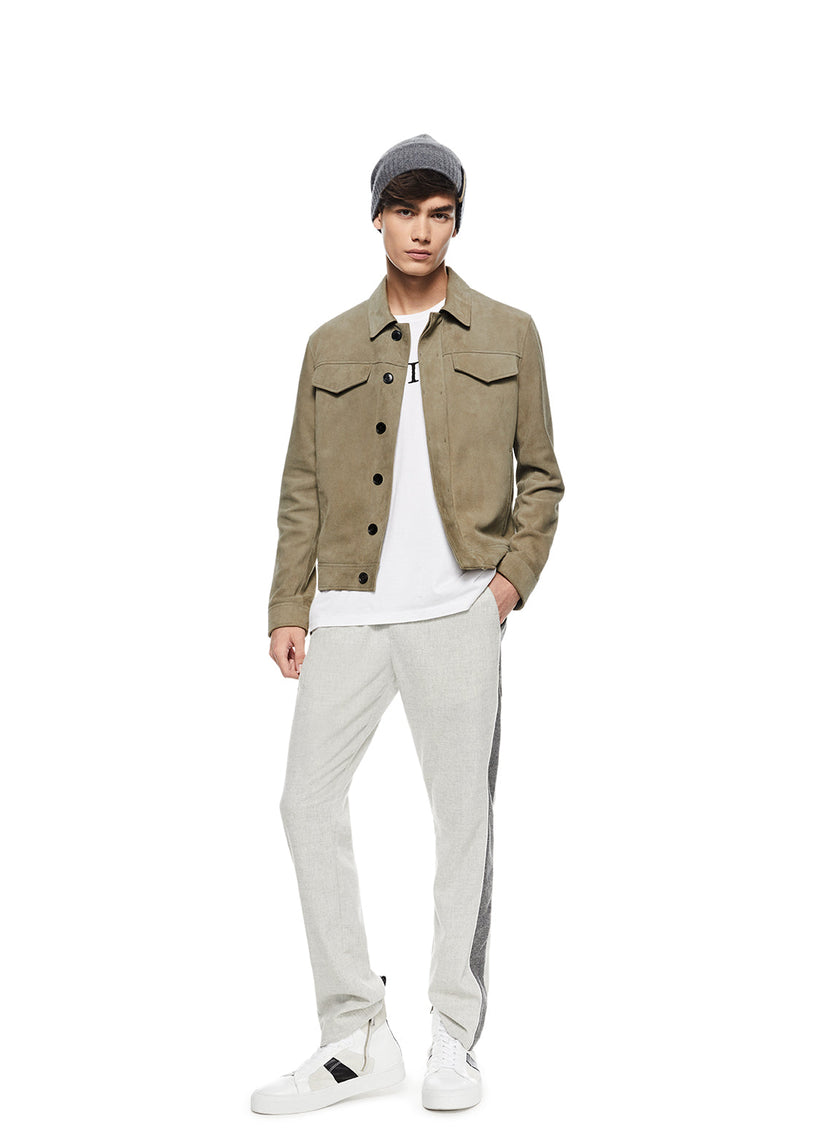 Suede Trucker Jacket (Sage)-1