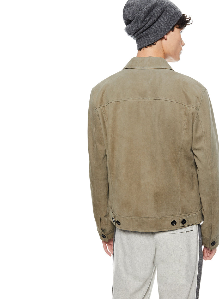 Suede Trucker Jacket (Sage)-2