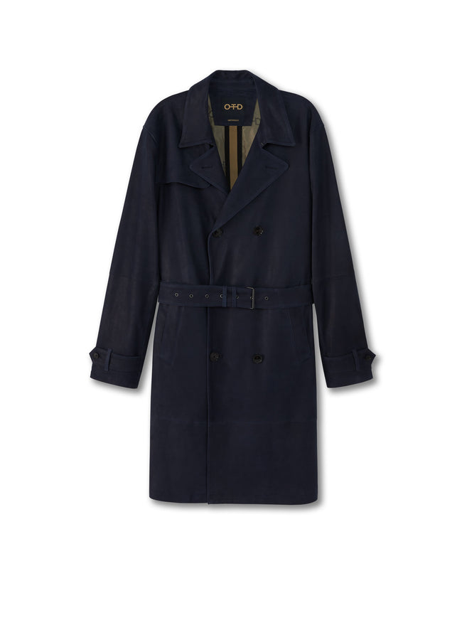 Midnight Suede Trench Coat-0