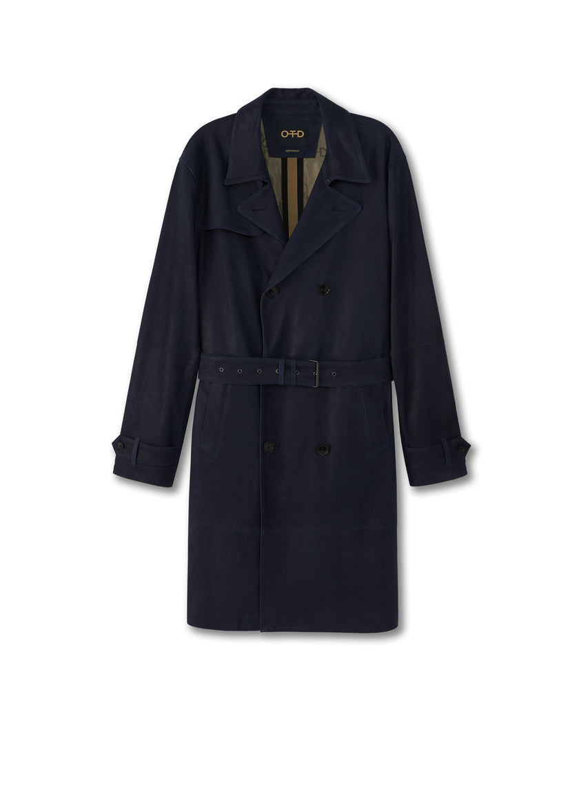Midnight Suede Trench Coat-0
