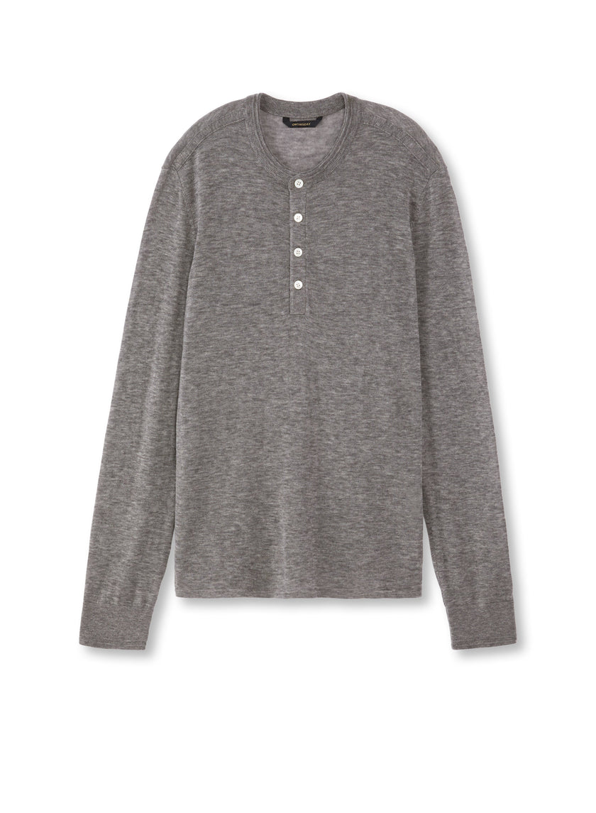 Superfine Wool Henley Sweater (Grey Heather)-0
