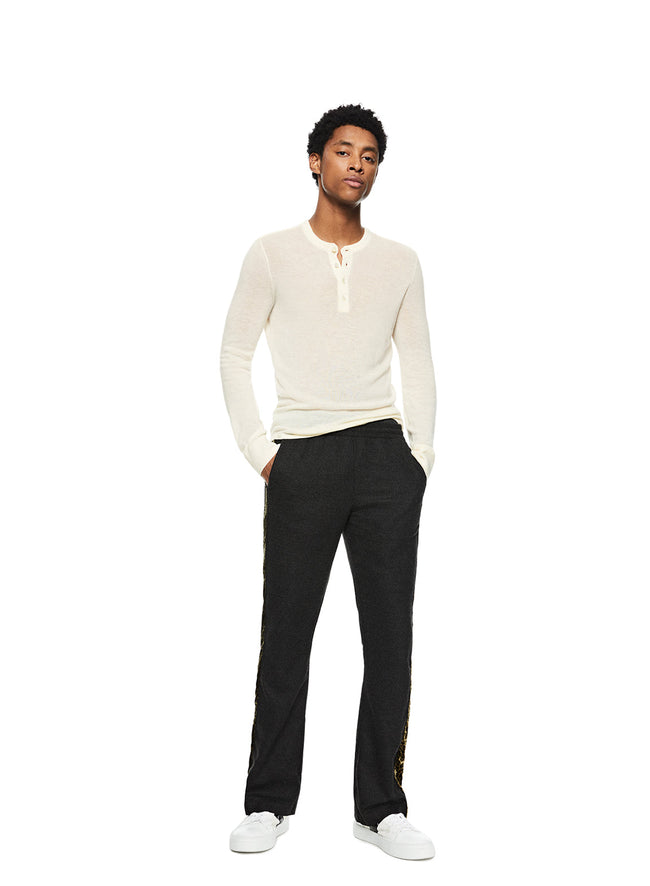 Superfine Wool Henley Sweater (Ivory)-1