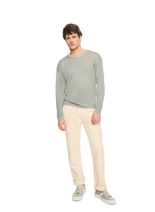 Silk and Cashmere Reverse Print Crewneck Sweater (Misty Blue)-1