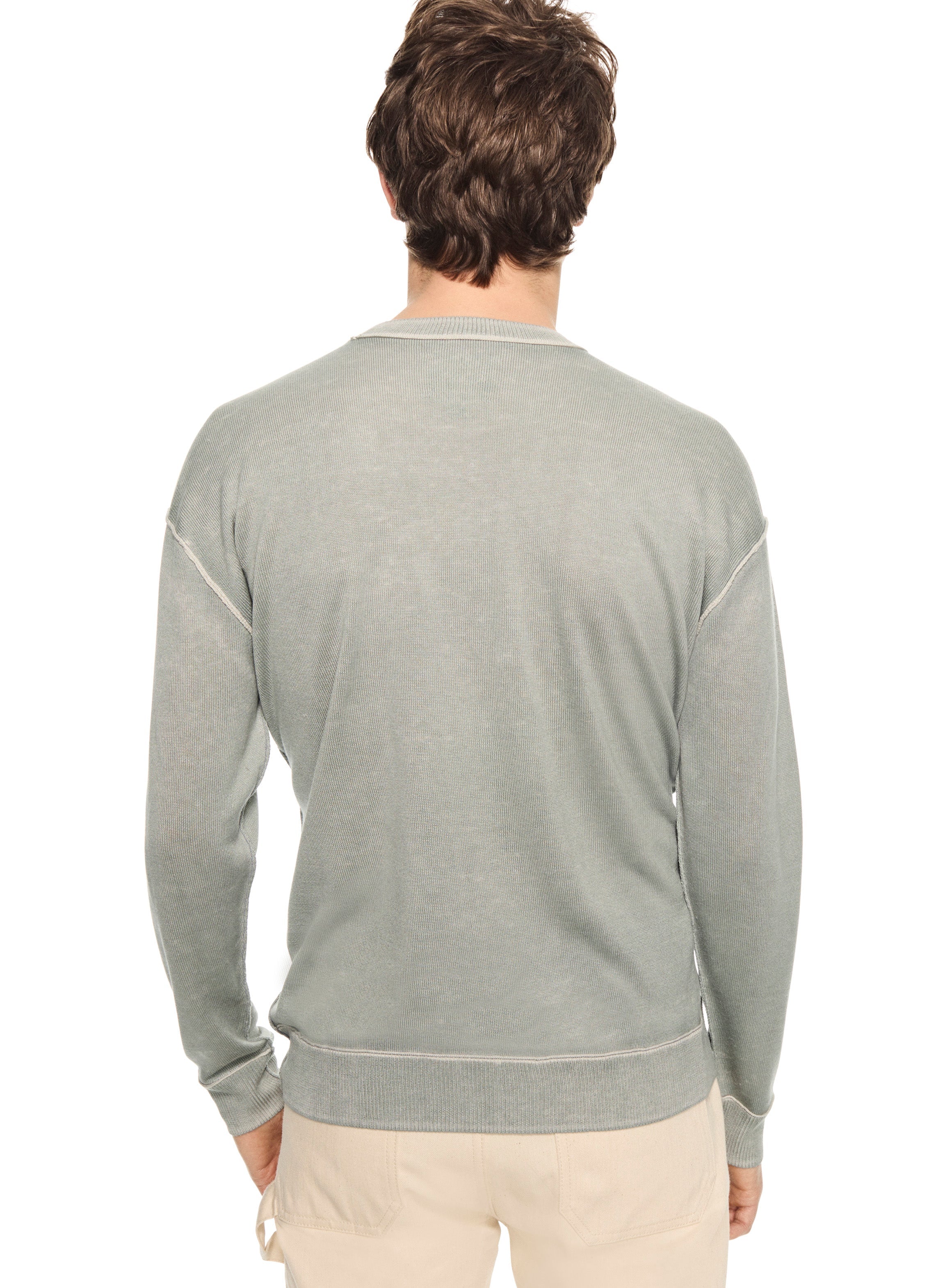 Silk and Cashmere Reverse Print Crewneck Sweater (Misty Blue)-2