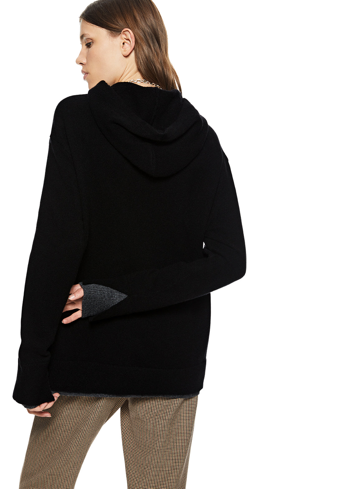 Merino Wool Hoodie Sweater (Black)-4