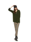 Merino Wool V-Neck Sweater (Dark-Olive)-4