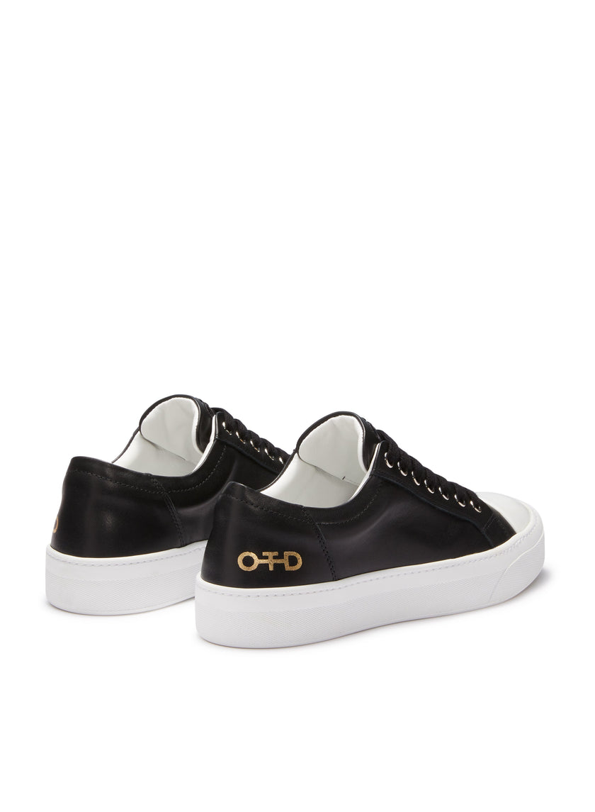 Leather Low-Top Sneaker (Black)-2