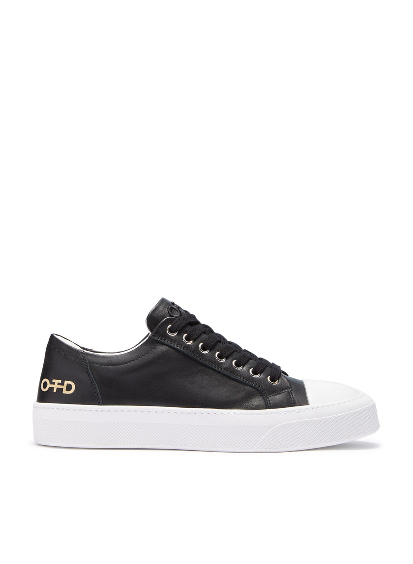Leather Low-Top Sneaker (Black)-0