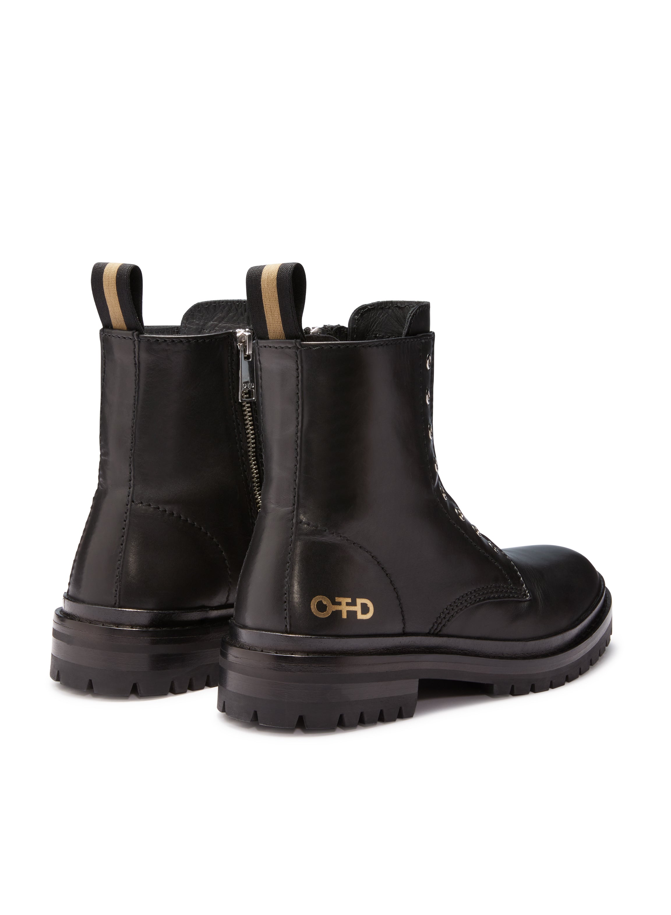 Laceless Leather Combat Boots (Black)-2