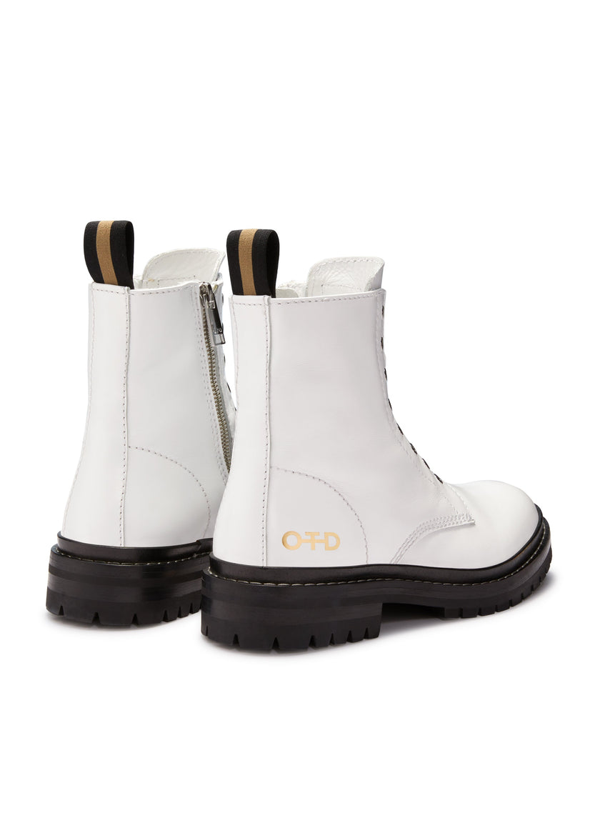 Laceless Leather Combat Boots (White)-2