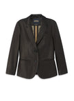 Cropped Sleeve Leather Blazer-0