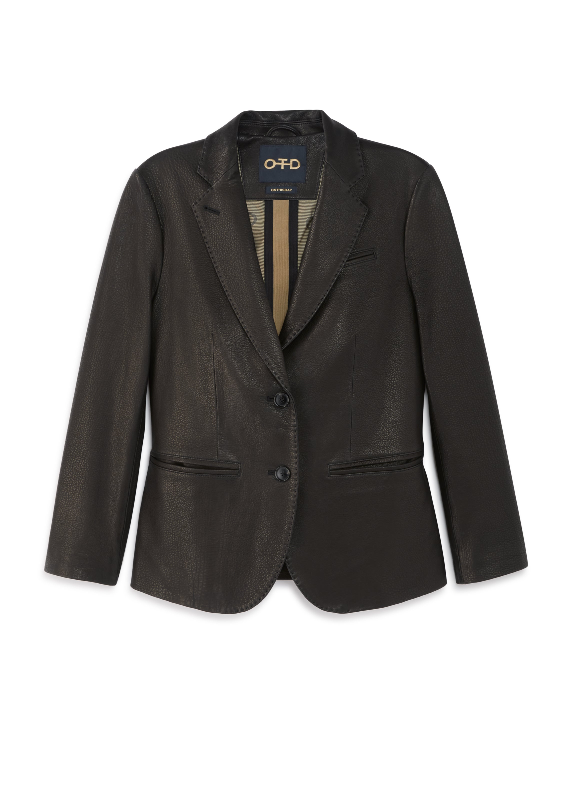 Cropped Sleeve Leather Blazer-0