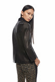 Cropped Sleeve Leather Blazer-3