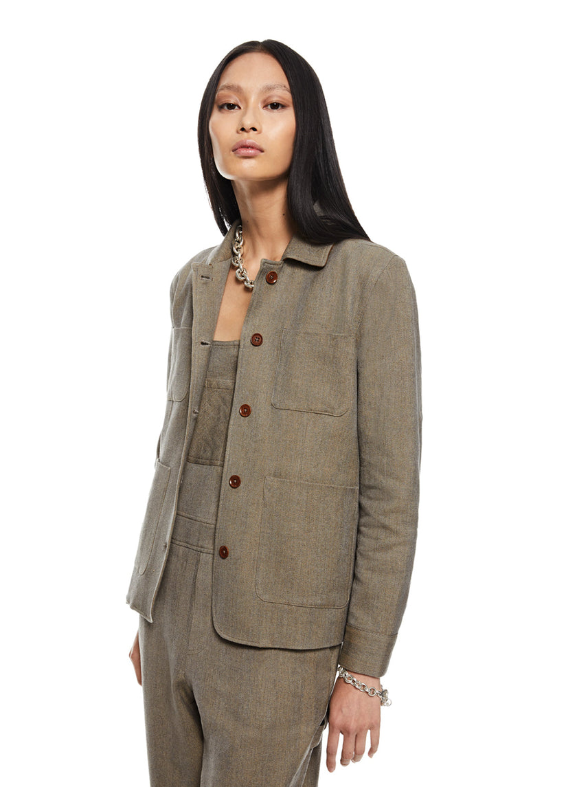Patch Pocket Task Jacket (Sandstone)-4