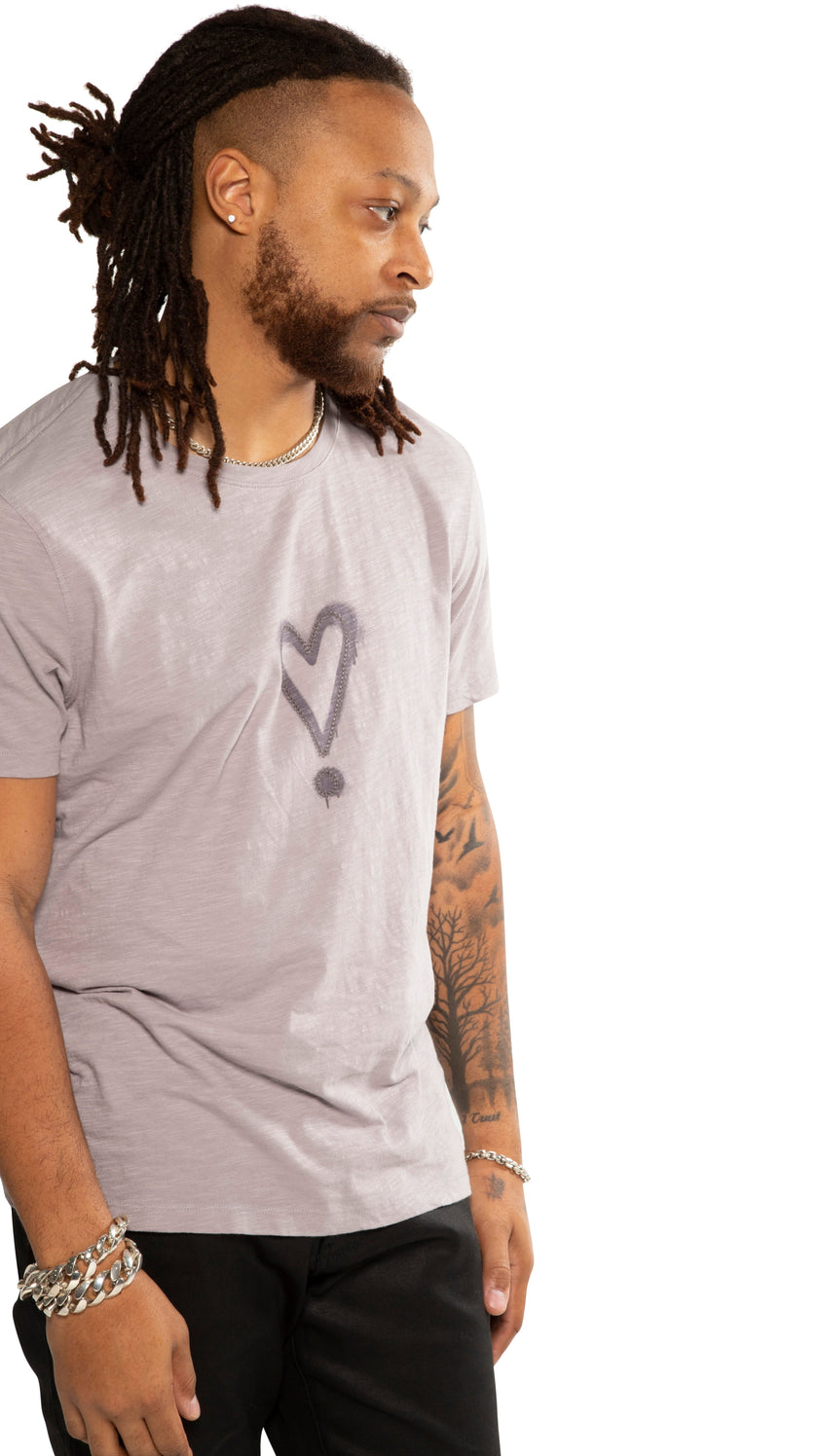 Exclamation Heart Graphic Short Sleeve Knit Tee-1