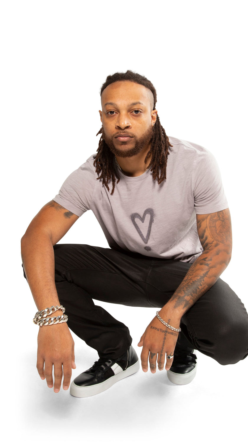 Exclamation Heart Graphic Short Sleeve Knit Tee-4